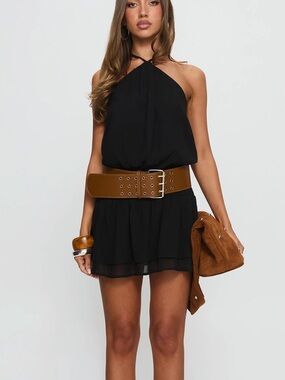 Princess Polly Black Halter Mini Dress